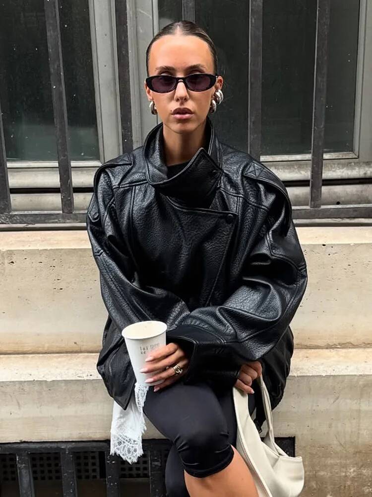 Street Fashion Taiwan - Damskie jesienne kurtki asymetryczne z guzikami,