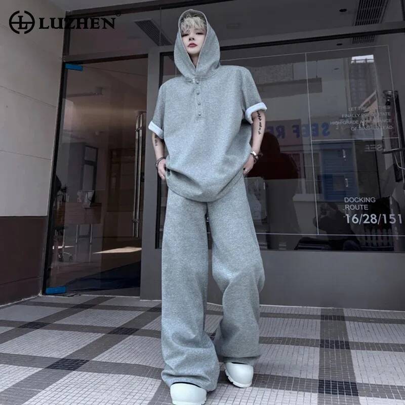 Street Fashion Hoodie - LUZHEN Oryginalne Krótkie Bluzy z Kapturem