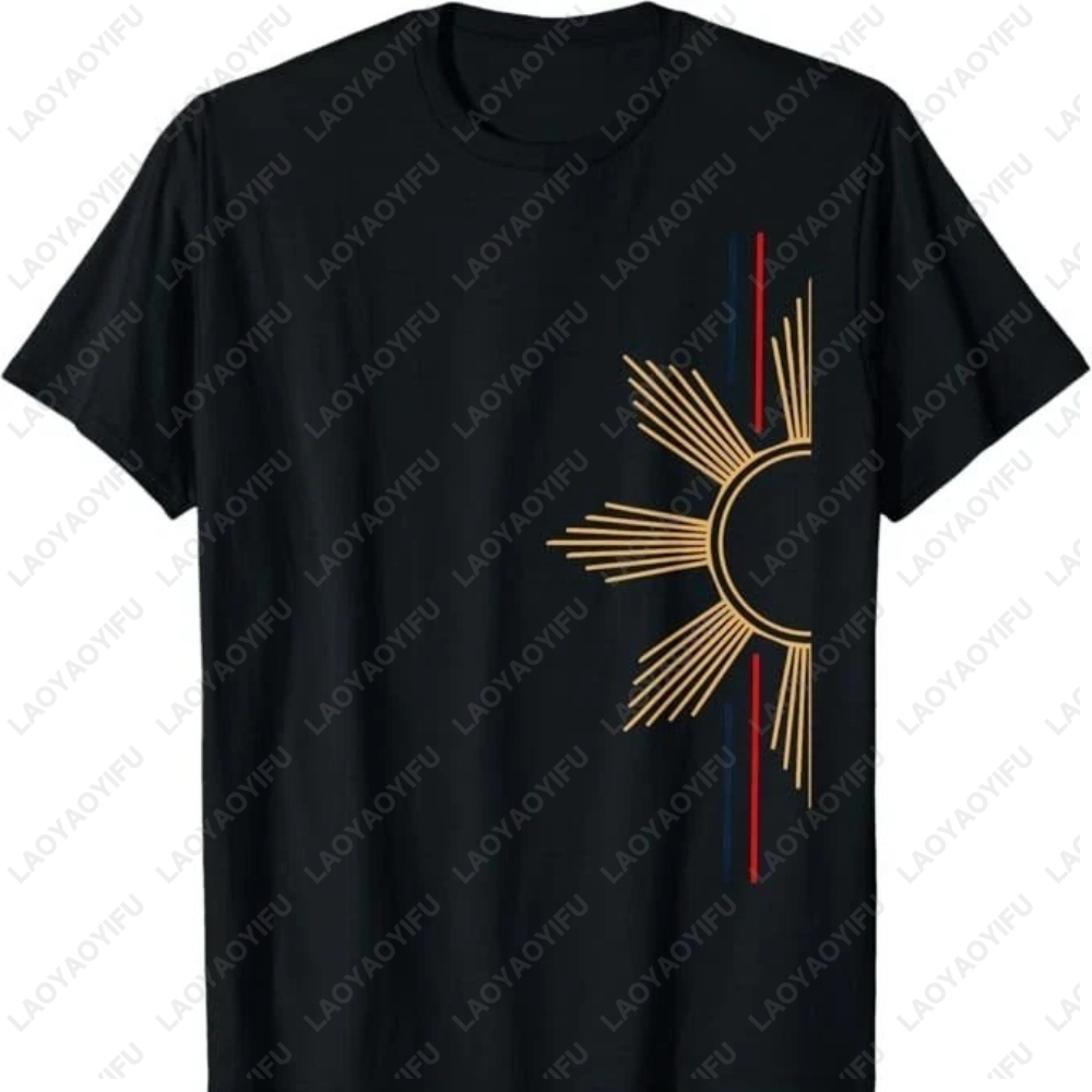 Street Fashion Philippines - Minimalistyczna filipińska koszulka z nadrukiem słońca,