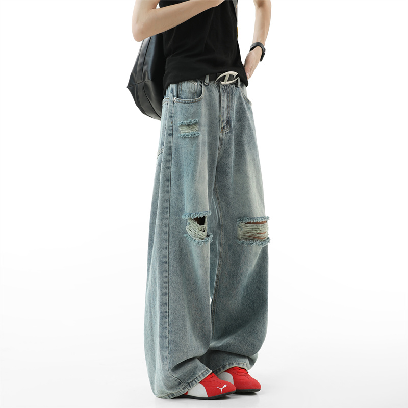 Street Fashion Fall 2025 - Męskie podarte jeansy 2025 jesień nowe