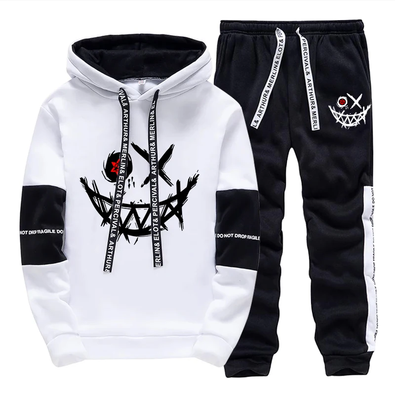 Street Fashion Hoodie - Męski Zestaw/Bluza z Kapturem/Spodnie 2026 Jesień