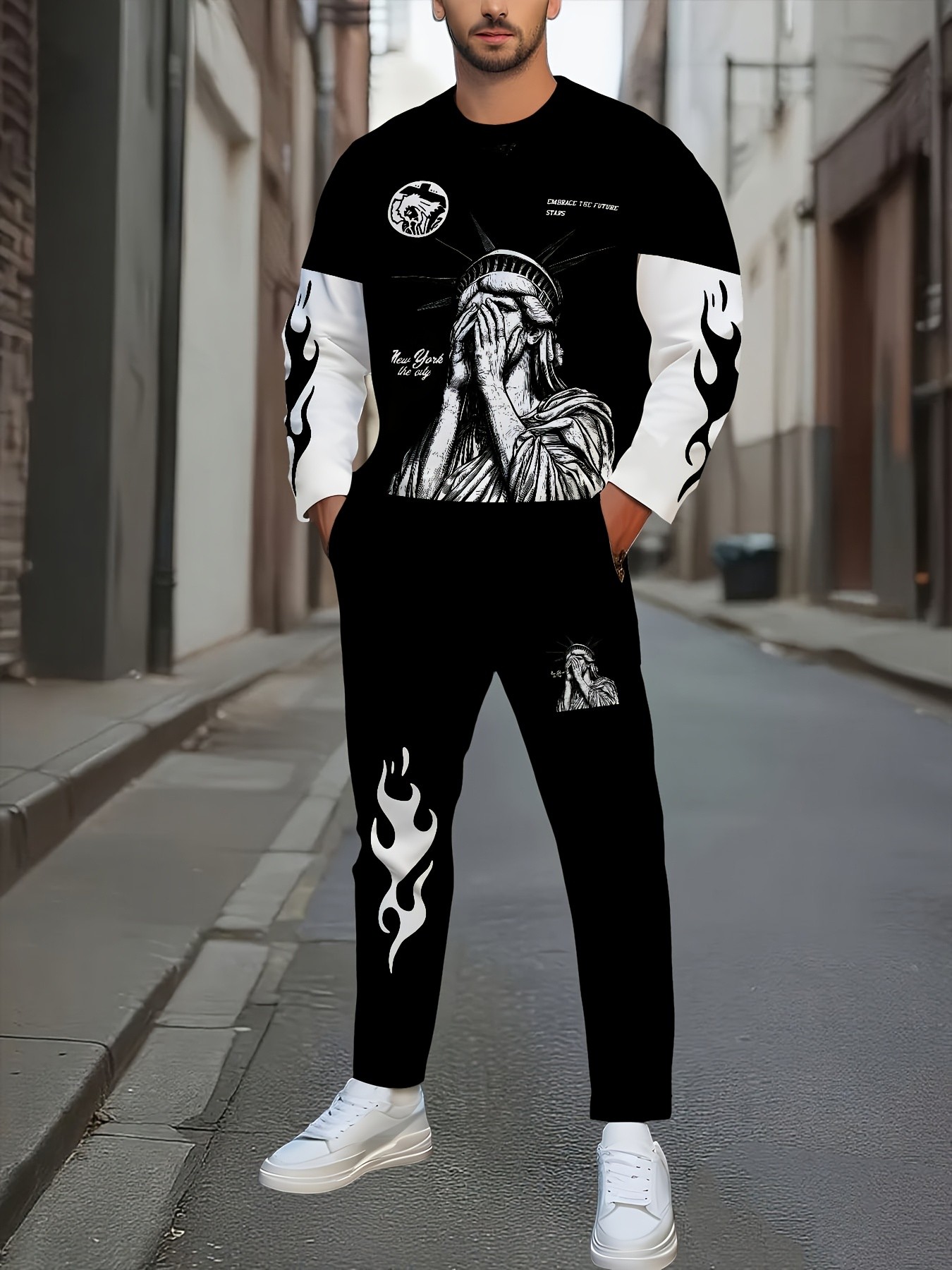 Street Fashion For 2026 - Męski zestaw spodni z długim rękawem