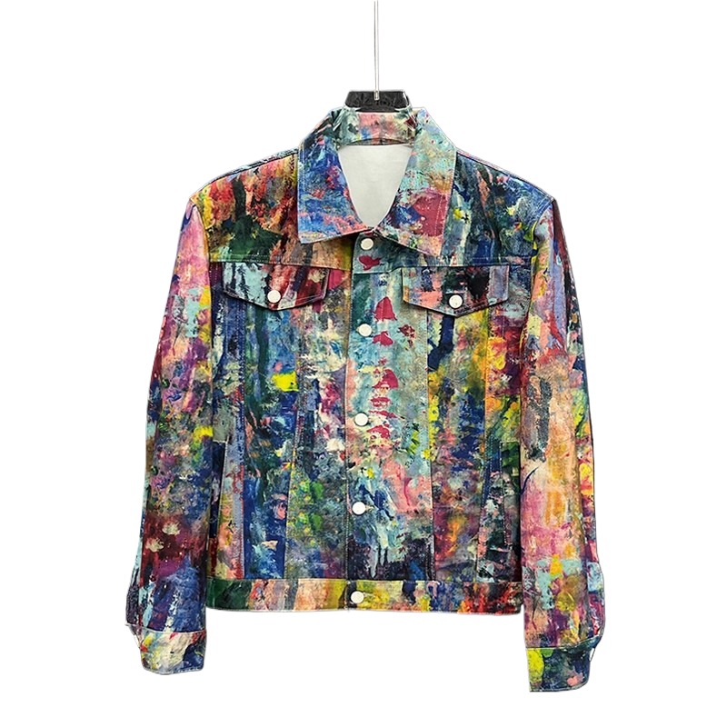 Street Fashion Graffiti - Męska kurtka jeansowa w stylu high