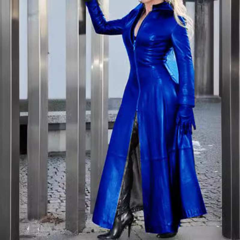 Długa kurtka ze skóry PU ze st – Street Fashion Taiwan recenzja i cena