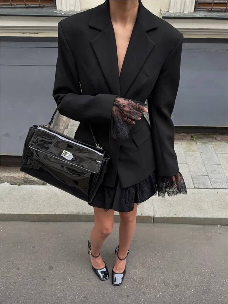 Elegancka koronkowa marynarka  – Street Fashion Taiwan recenzja i cena