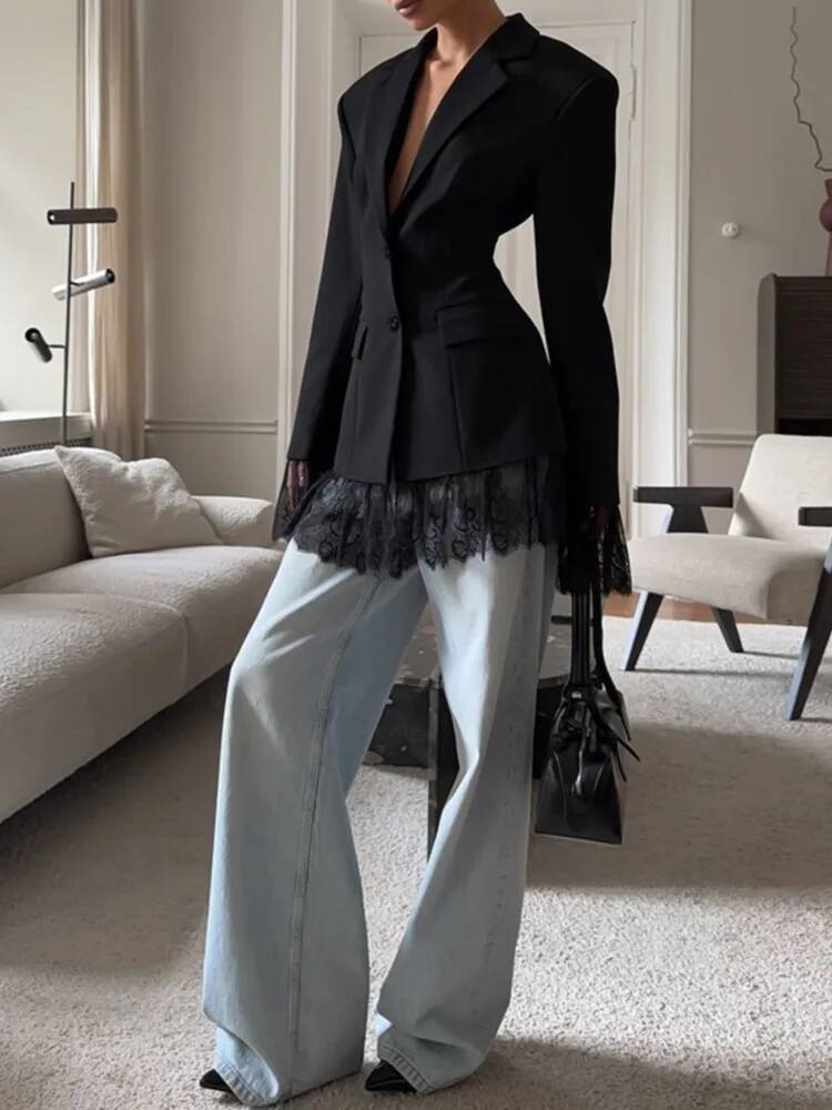 Elegancka koronkowa marynarka  – Street Fashion Taiwan recenzja i cena