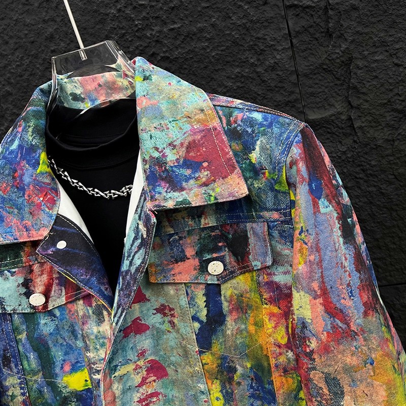 Męska kurtka jeansowa w stylu  – Street Fashion Graffiti recenzja i cena